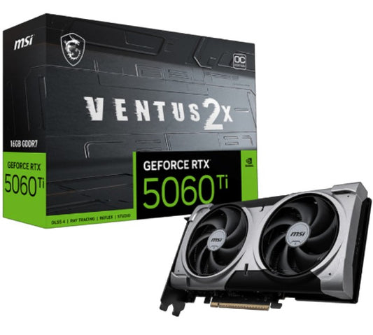 MSI nVidia GeForce RTX 5060 Ti 16G VENTUS 2X OC PLUS, PCI Express Gen 5 x16, Boost: 2602 MHz, CUDA 4608 Units, 16GB GDDR7, HDMI x 1 GeForce RTX 5060 Ti 16G VENTUS 2X OC PLUS