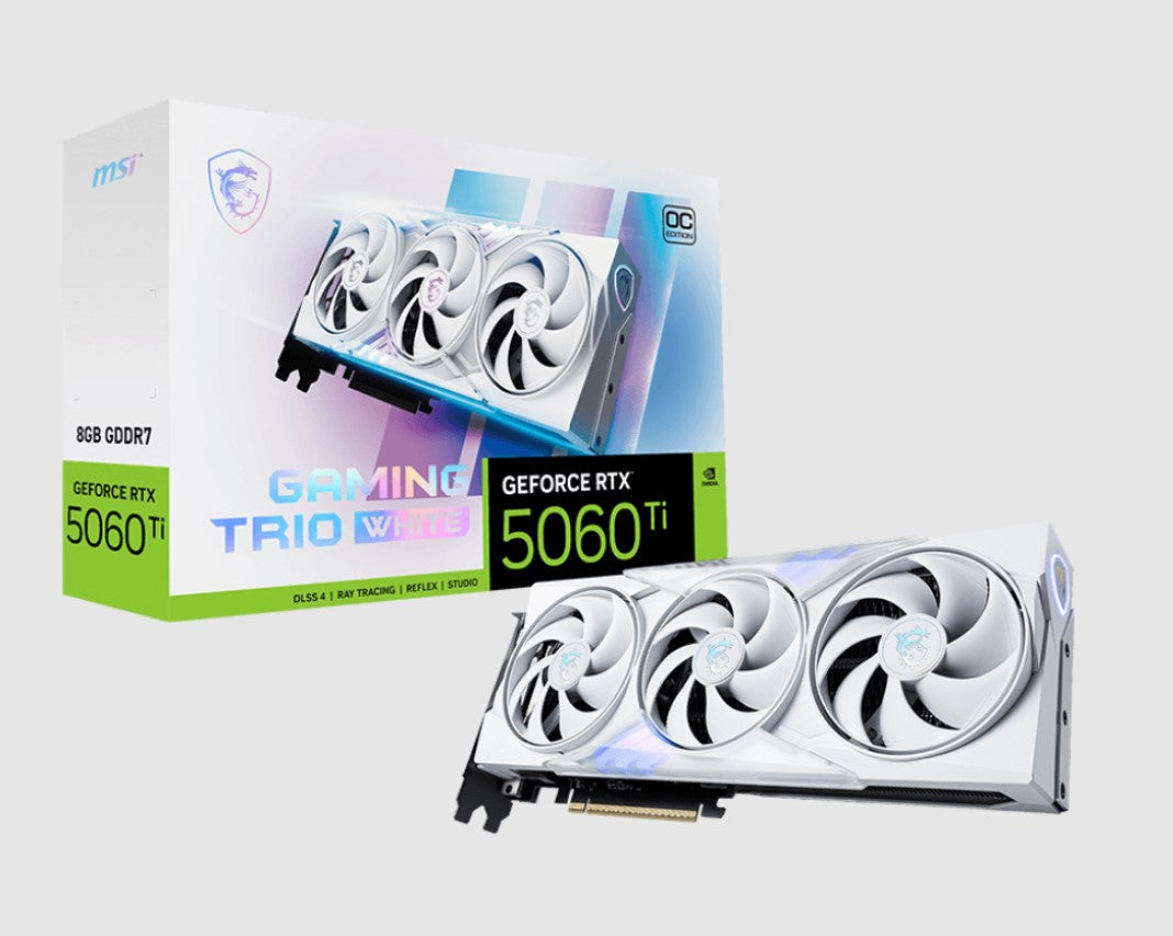 MSI nVidia GeForce RTX 5060 Ti 8G GAMING TRIO OC WHITE, PCI Express Gen 5 x 16, Boost: 2647 MHz, CUDA 4608 Units, 8GB GDDR7, HDMI x 1 GeForce RTX 5060 Ti 8G GAMING TRIO OC WHITE