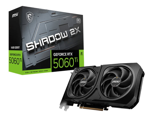 MSI nVidia GeForce RTX 5060 Ti 16G SHADOW 2X OC PLUS, Boost: 2482 MHz, CUDA 8960 Units, 16GB GDDR7, HDMI x 1 (embargo) GeForce RTX 5060 Ti 16G SHADOW 2X OC PLUS