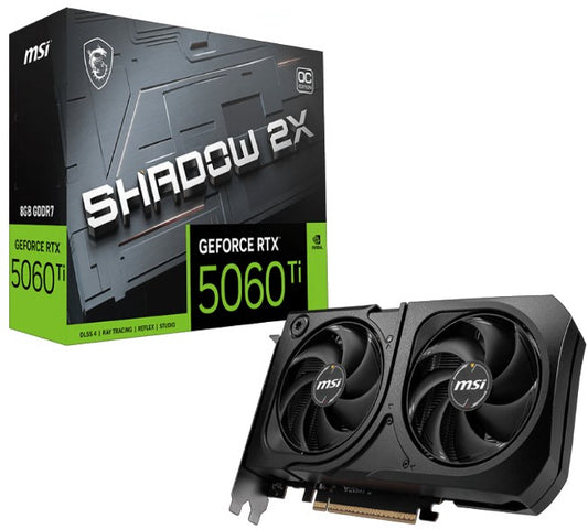 MSI nVidia GeForce RTX 5060 Ti 8G SHADOW 2X OC PLUS, Boost: 2482 MHz, CUDA 8960 Units, 8GB GDDR7, HDMI x 1 (embargo) GeForce RTX 5060 Ti 8G SHADOW 2X OC PLUS