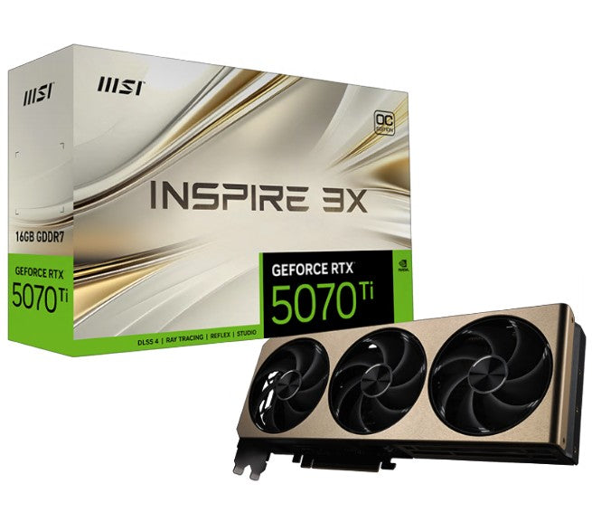 MSI nVidia GeForce RTX 5070 Ti 16G INSPIRE 3X OC, PCI Express Gen 5, Boost: 2482 MHz, CUDA 8960 Units, 16GB GDDR7, HDMI x 1 GeForce RTX 5070 Ti 16G INSPIRE 3X OC