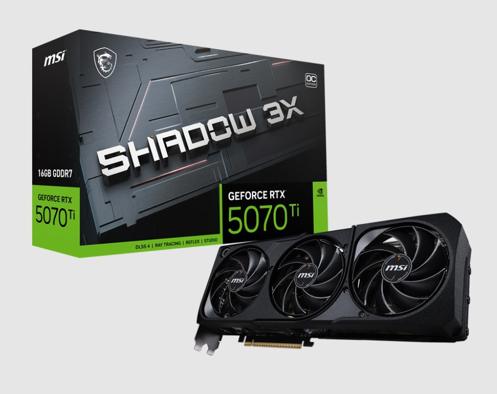 MSI nVidia GeForce RTX 5070 Ti 16G SHADOW 3X OC, PCI Express Gen 5, Boost: 2482 MHz, CUDA 8960 Units, 16GB GDDR7, HDMI x 1 GeForce RTX 5070 Ti 16G SHADOW 3X OC