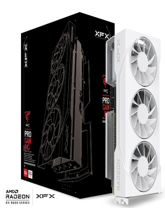 XFX Swift AMD Radeon RX 9070GRE White Triple Fan Gaming Edition with 12GB GDDR6 HDMI 3xDP, AMD RDNA 4 (RX-97GRE29W7) RX-97GRE29W7