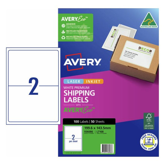Avery Inkjet Label J8168 2UP Pk50  - 936086
