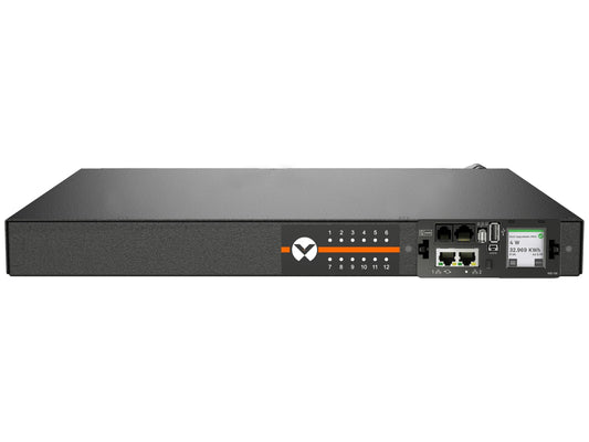 Vertiv Geist VP7U21A0 Switched Outlet Level Monitoring Horizontal PDU, 16A, 230V 12x Combination C13/C19 locking outlets, 3m C20 input cable 0224AB3S