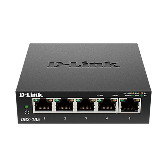 D-Link DGS-105 - 5-Port Gigabit Desktop Switch (Metal Housing) DGS-105