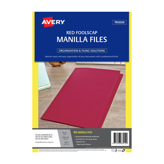 AV Manilla Folder Red FC Pk20 355X241mm - 88212