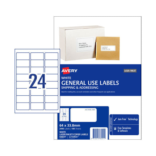 Avery Gen Label L7159GU 24Up pk100  - 938201