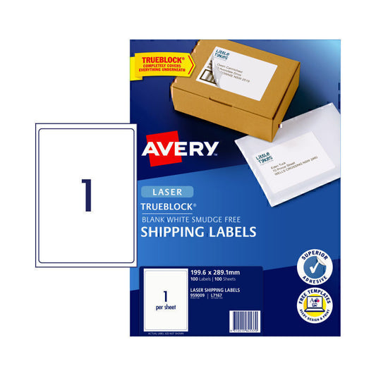 Avery Laser Label L7167 1Up Pk100  - 959009