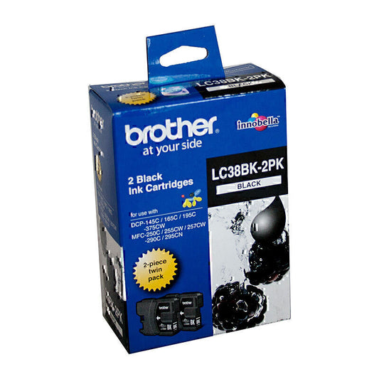 Brother LC38 Black Twin Pack 300 pages each - LC-38BK-2PK