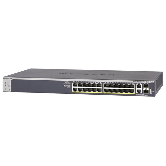 Netgear 24 Port POE+ Gigabit Stackable Smart Switch, 4x10G Ports GS728TXP