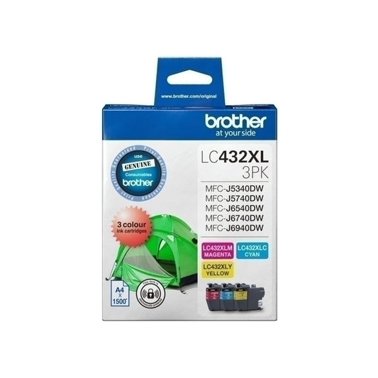 Brother LC432XL CMY Colour Pk up to 1,500 pages each - LC-432XL-3PKS