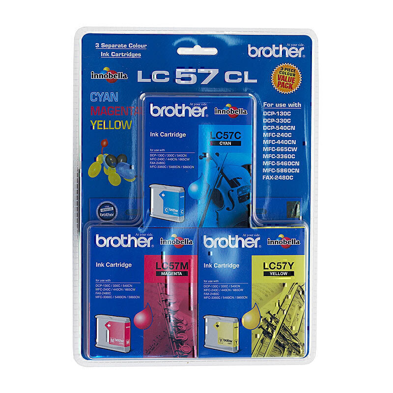 Brother LC57 CMY Colour Pack 400 pages each - LC-57CL-3PK