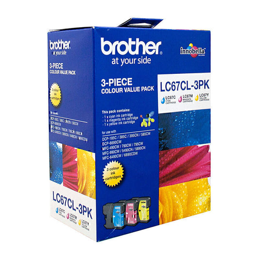 Brother LC67 CMY Colour Pack 325 pages each - LC-67CL-3PK