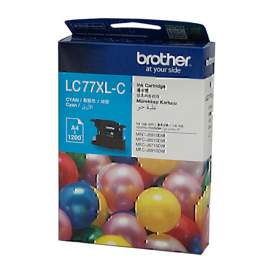 Brother LC77XL Cyan Ink Cartridge Up to 1,200 pages - LC-77XLC