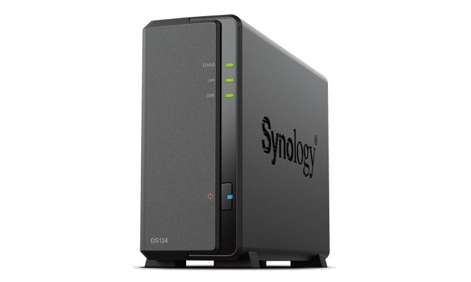 Synology DiskStation DS124 1-Bay 3.5' Diskless 1xGbE NAS (Tower), Realtek RTD1619B 64-bit 4-core 1.7 GHz 1 GB DDR4 non-ECC 2-year hardware warranty DS124