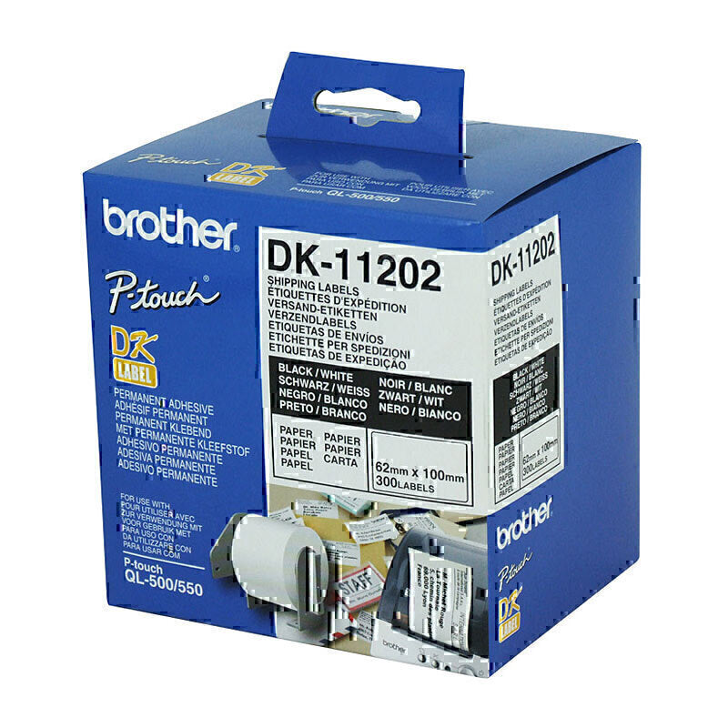 Brother DK11202 White Label 300 (62x100mm) labels per roll - DK-11202