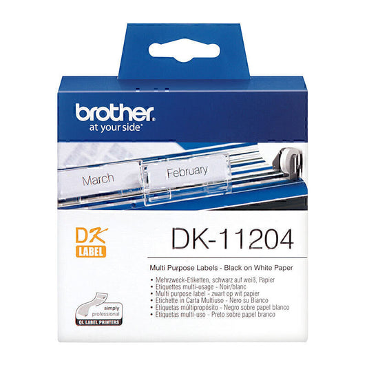 Brother DK11204 White Label 400 (17x54mm) labels per roll - DK-11204