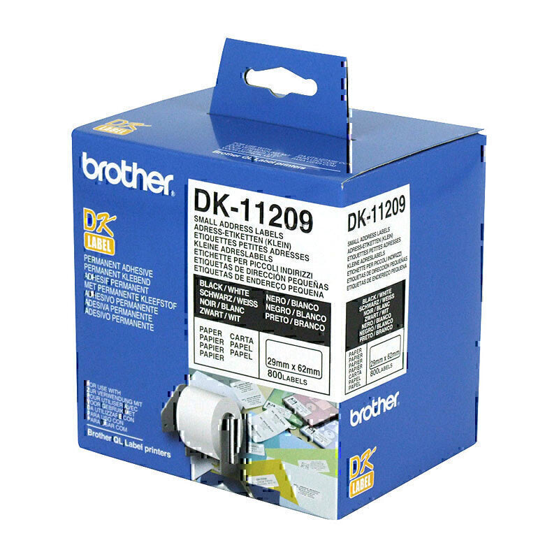 Brother DK11209 White Label 800 (29x62mm) labels per roll - DK-11209