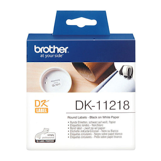 Brother DK11218 White Label 1000 (24mm dia) label per roll - DK-11218