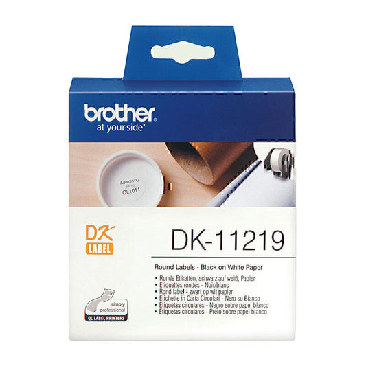 Brother DK11219 White Label 1200 (12mm dia) label per roll - DK-11219