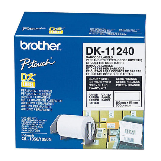 Brother DK11240 White Label 600 (102x51mm) labels per roll - DK-11240