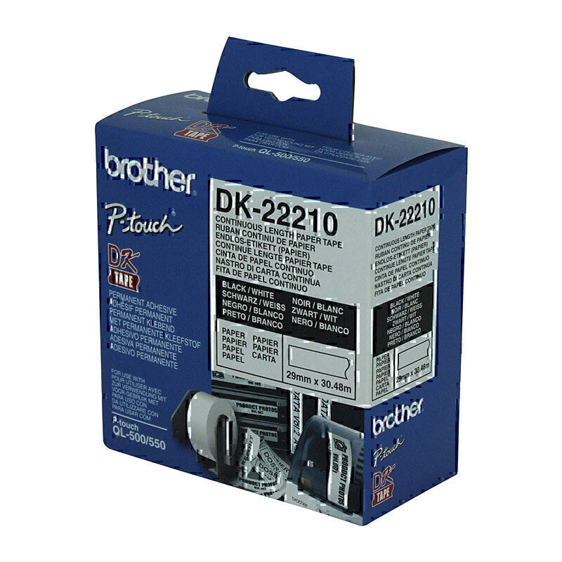 Brother DK22210 White Roll 29mm x 30.48 metres - DK-22210