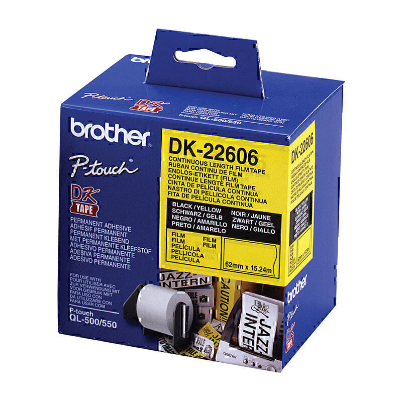 Brother DK22606 Yellow Roll 62mm x 15.24 metres - DK-22606
