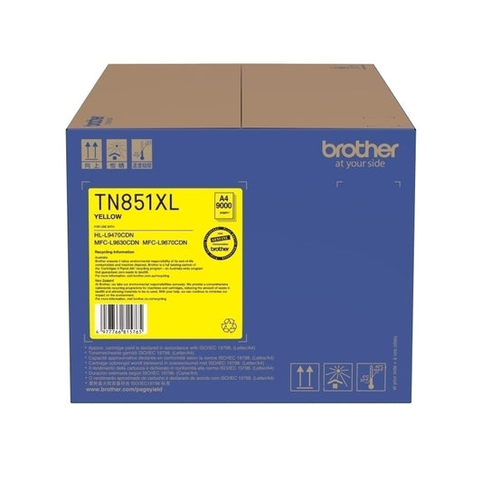 Brother TN851XL Yellow Toner Car 9,000 Pages - TN-851XLY