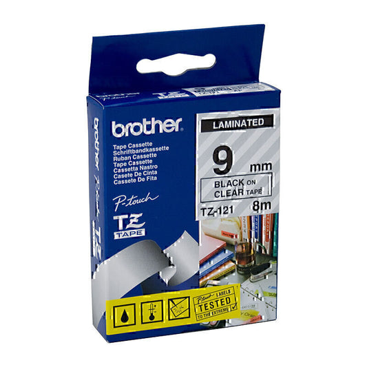 Brother TZe121 Labelling Tape 9mm x 8m - TZE-121