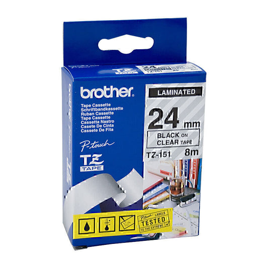 Brother TZe151 Labelling Tape 24mm x 8m - TZE-151