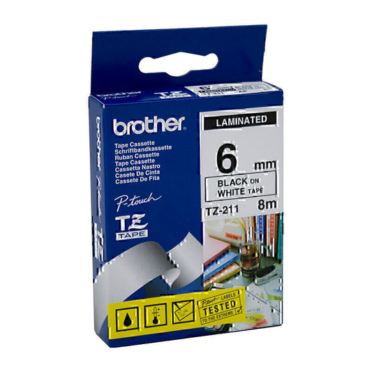 Brother TZe211 Labelling Tape 6mm x 8m - TZE-211