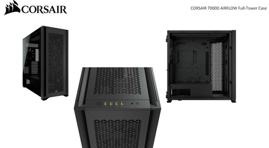 Corsair Obsidian 7000D AF Tempered Glass Mini-ITX, M-ATX, ATX, E-ATX Tower Case, USB 3.1 Type C, 10x 2.5', 6x 3.5' HDD. Black  CC-9011218-WW