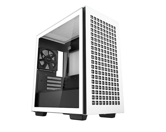 DeepCool CH370 WH M-ATX Tempered Glass Case, 120mm Rear Fan Pre-Installed, Headphone Stand, up to 360mm Radiators, 2 Switching front panels R-CH370-WHNAM1-G-1