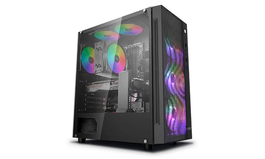 DeepCool MATREXX 55 MESH ADD-RGB 4F Mesh Panel Tempered Glass Case, 4 Preinstalled ARGB Fans DP-ATX-MATREXX55-MESH-AR-4F