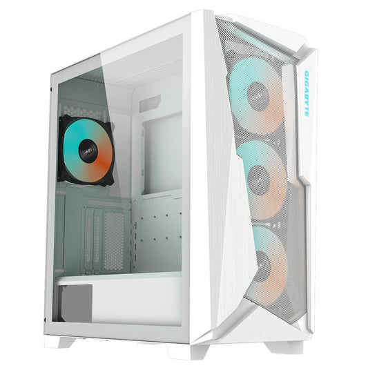 Gigabyte C301 RGB Tempered Glass E-ATX White Mid Tower Gaming Chassis 2x3.5' 2x2.5' 2xUSB3.0 Detachable Dust Filter Liquid Cooling PSU ATX GB-C301GW