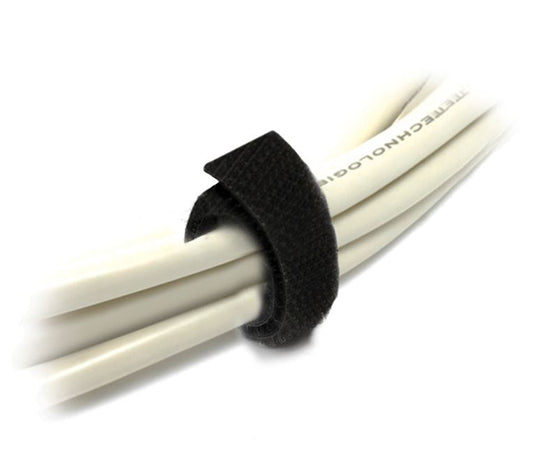 8Ware 25m x 12mm Velcro Wide Cable Tie Hook & Loop Continuous One Sided Self Adhesive Fastener Sticky Tape Roll Black 8WD-VELCT-25M