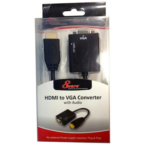8Ware HDMI to VGA 19-pin to 15-pin Male to Female Converter without Power Adapter plus 3.5mm Stereo Audio Out CVT-HDMIVGA