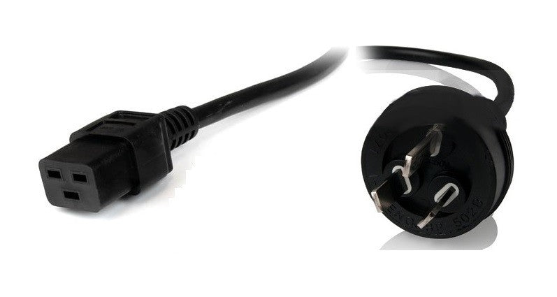 8Ware Power Cable 2m 3-Pin AU to IEC C19 Male to Female 10A Electrical Safety Black RC-3086AU-0200