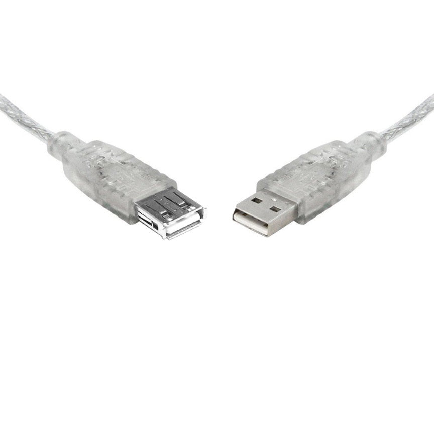 8Ware USB 2.0 Extension Cable 0.25m 25cm A to A Male to Female Transparent Metal Sheath Cable UC-2000AAE