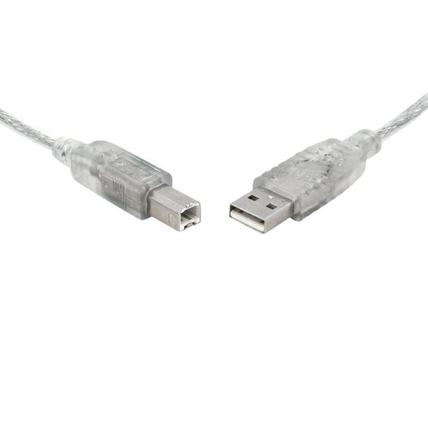 8Ware USB 2.0 Cable 0.5m / 50cm USB-A to USB-B Male to Male Printer Cable for HP Canon Dell Brother Epson Xerox Transparent Metal Sheath UL Approved UC-2000AB