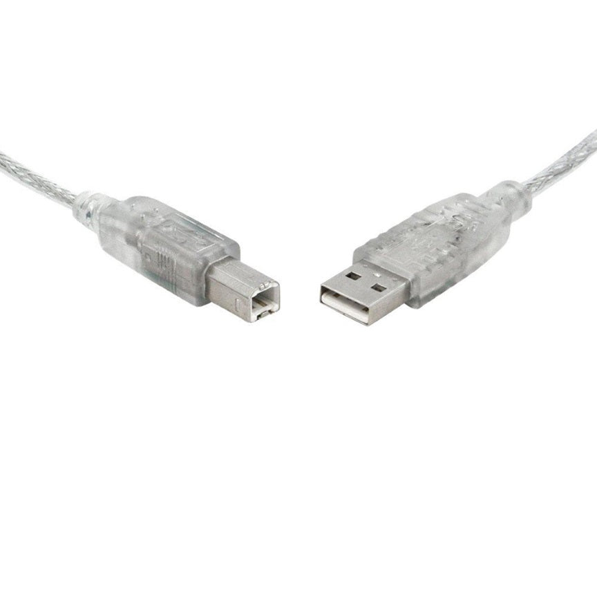 8Ware USB 2.0 Cable 5m Type A to B Male to Male Printer Cable for HP Canon Dell Brother Epson Xerox Transparent Metal Sheath UL Approved UC-2005AB