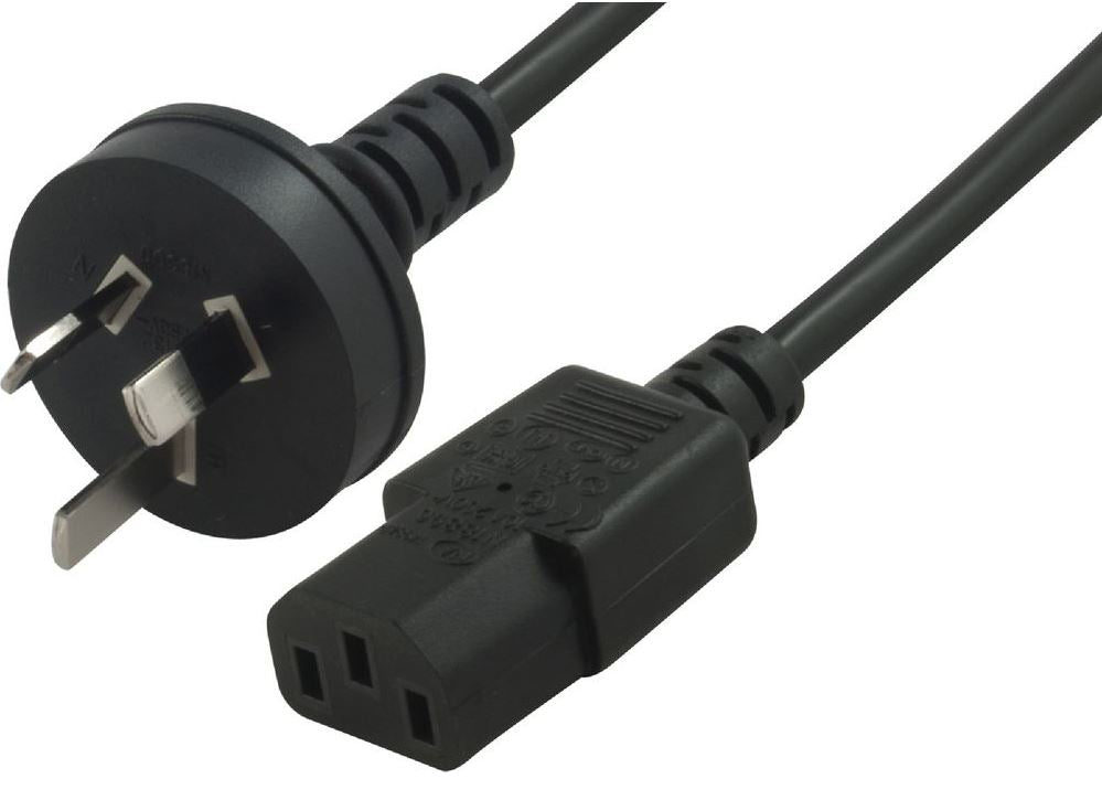 Astrotek AU Power Cable 2m - Male Wall 240v PC to Power Socket 3pin to IEC 320-C13 for Notebook/AC Adapter Black AU Certified AT-IEC-2M