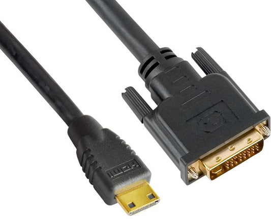 Astrotek Mini HDMI to DVI Cable 60cm - 19 pins Male to 24+1 pins Male 30AWG OD6.0mm Gold Plated Black PVC Jacket RoHS LS ~CBAT-MINIHDMIDVI-1.4 AT-MINIHDMIDVI-0.6