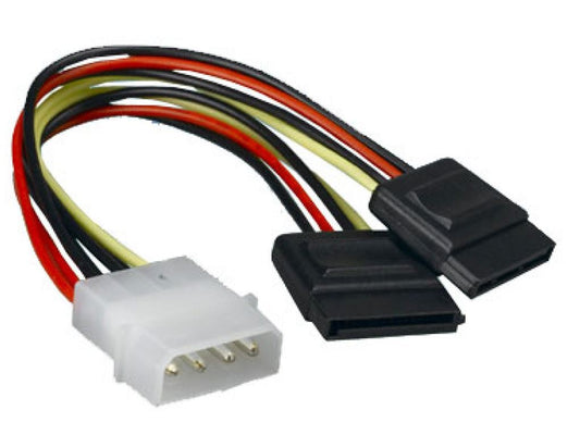 Astrotek Internal Power to SATA Molex Cable - 4 pins to 2x 15 pins 18AWG RoHS AT-MOLEX-TO-SATAX2