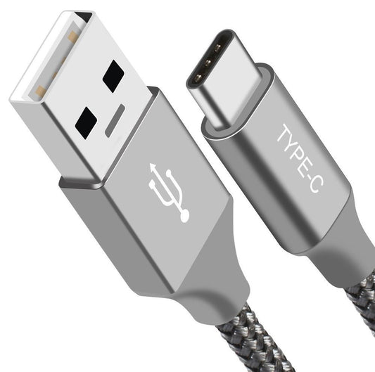 Astrotek 1m USB-C Type-C Data Sync Charger Cable Silver Strong Braided Heavy Duty Fast Charging for Samsung Galaxy Note S8 Plus LG Google Macbook AT-USBTYPEC-S1