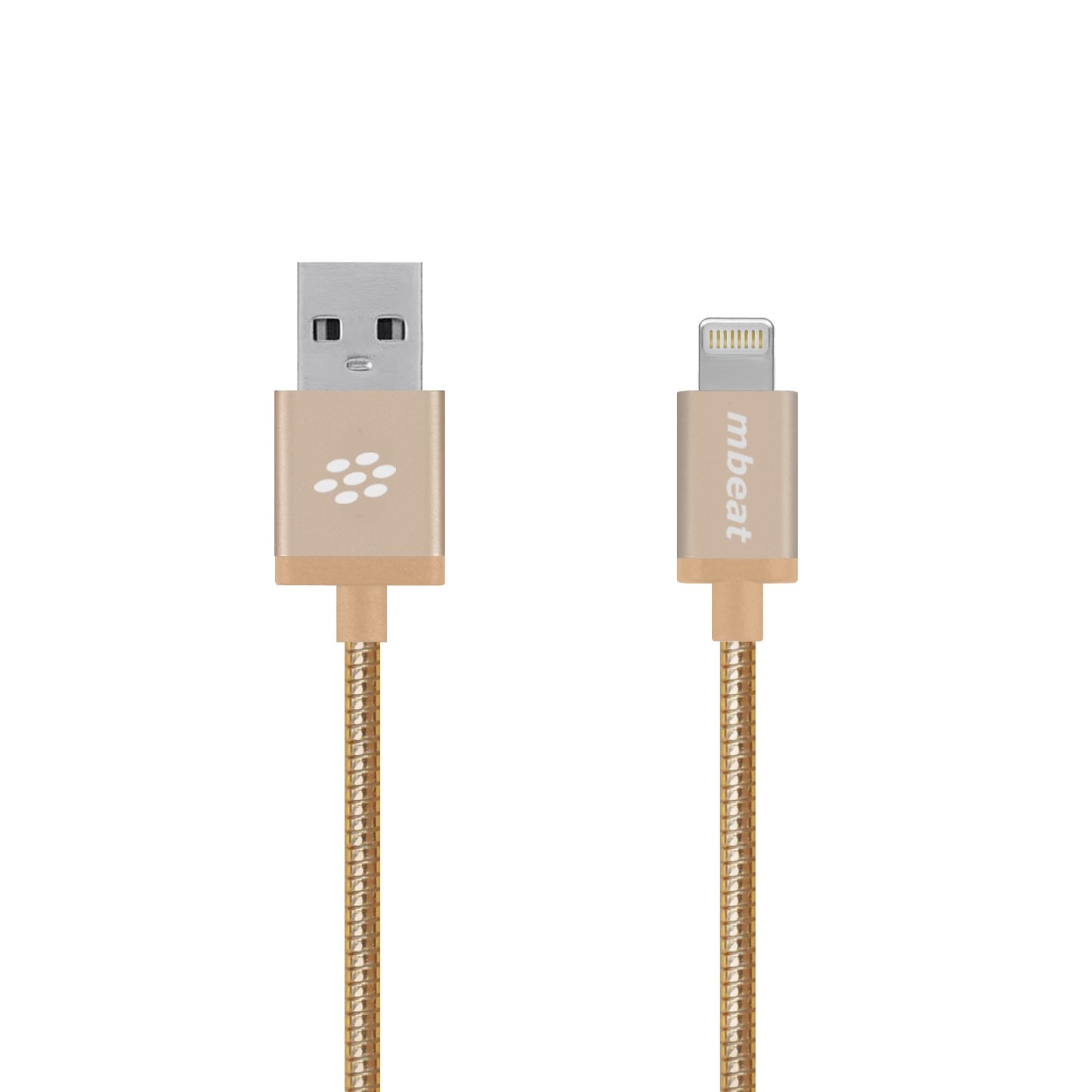 mbeat 'Toughlink'1.2m Lightning Fast Charger Cable - Gold/Durable Metal Braided/MFI/Apple iPhone X 11 7S 7 8 Plus XR 6S 6 5 5S iPod iPad Mini Ai MB-ICA-GLD