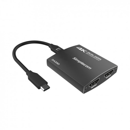 Simplecom DA330 USB-C to Dual HDMI MST Adapter 4K@60Hz with PD and Audio Out DA330