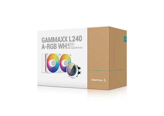 DeepCool Gammaxx L240 A-RGB White (1700 bracket Included) 2 x ARGB PWM Fans, Anti-Leak, Intel LGA2066/2011-v3/2011/1700/1200/1151/1150/1155 AM5/AM4 DP-H12CF-GL240-ARGB-WH