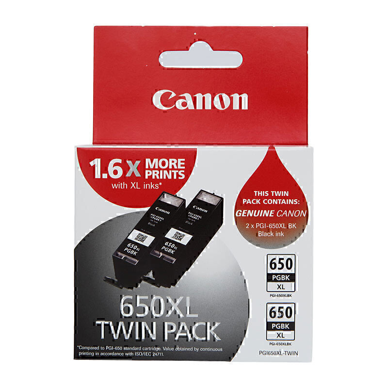 Canon PGI650XL Black Ink Twin Pk 2 x 500 A4 pages - PGI650XLBK-TWIN